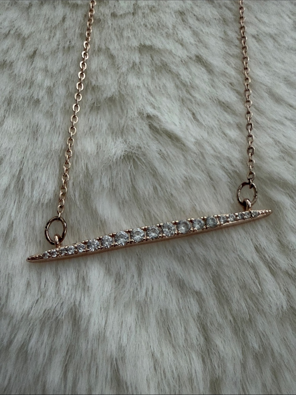 Delicate Gold Bar Necklace with Clear Stones - Women's Jewelry